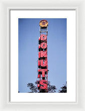 Load image into Gallery viewer, Photo Of A Giant Donuts Neon Sign - Framed Print