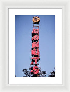 Photo Of A Giant Donuts Neon Sign - Framed Print