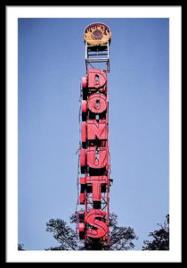 Photo Of A Giant Donuts Neon Sign - Framed Print