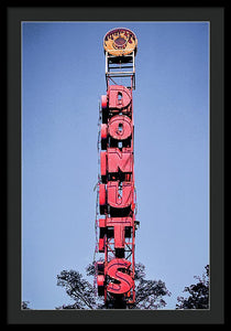 Photo Of A Giant Donuts Neon Sign - Framed Print