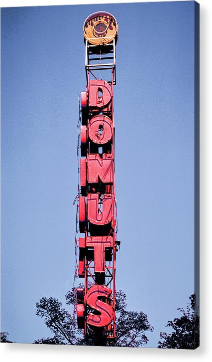 Photo Of A Giant Donuts Neon Sign - Acrylic Print