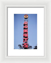 Load image into Gallery viewer, Photo Of A Giant Donuts Neon Sign - Framed Print