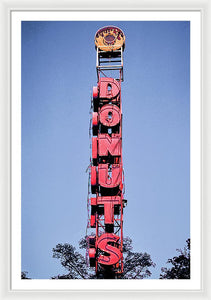 Photo Of A Giant Donuts Neon Sign - Framed Print