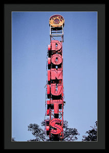 Photo Of A Giant Donuts Neon Sign - Framed Print