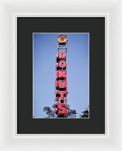 Photo Of A Giant Donuts Neon Sign - Framed Print