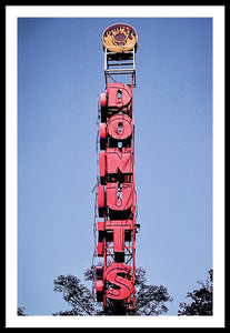 Photo Of A Giant Donuts Neon Sign - Framed Print