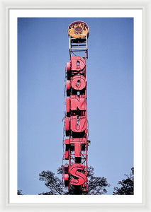 Photo Of A Giant Donuts Neon Sign - Framed Print