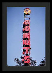 Photo Of A Giant Donuts Neon Sign - Framed Print