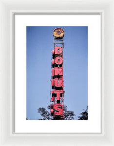 Photo Of A Giant Donuts Neon Sign - Framed Print