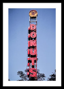 Photo Of A Giant Donuts Neon Sign - Framed Print