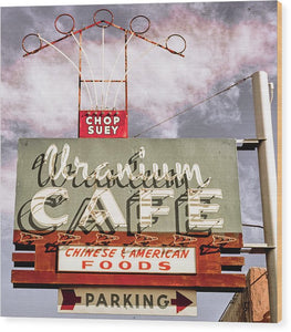 Photo Of A Roadside Cafe Sign - Wood Print