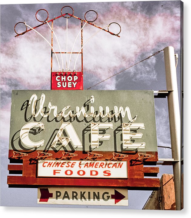 Photo Of A Roadside Cafe Sign - Acrylic Print