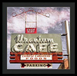 Photo Of A Roadside Cafe Sign - Framed Print