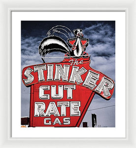 Photo Of A Vintage Gas Station Sign - Framed Print