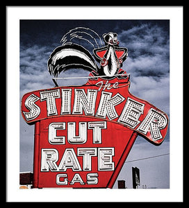 Photo Of A Vintage Gas Station Sign - Framed Print