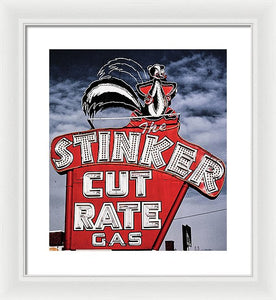 Photo Of A Vintage Gas Station Sign - Framed Print