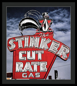 Photo Of A Vintage Gas Station Sign - Framed Print