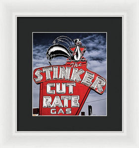 Photo Of A Vintage Gas Station Sign - Framed Print