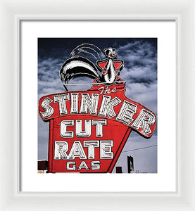 Photo Of A Vintage Gas Station Sign - Framed Print