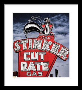 Photo Of A Vintage Gas Station Sign - Framed Print