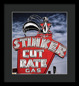 Photo Of A Vintage Gas Station Sign - Framed Print