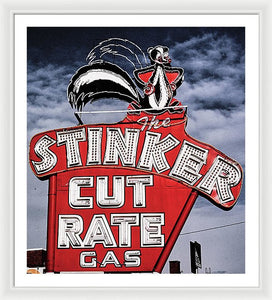 Photo Of A Vintage Gas Station Sign - Framed Print