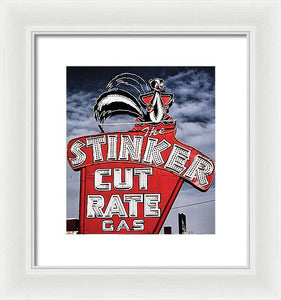 Photo Of A Vintage Gas Station Sign - Framed Print