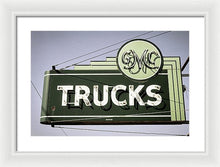 Load image into Gallery viewer, Photo Of A Vintage Gmc Trucks Sign - Framed Print