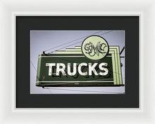 Load image into Gallery viewer, Photo Of A Vintage Gmc Trucks Sign - Framed Print