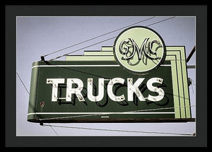 Photo Of A Vintage Gmc Trucks Sign - Framed Print