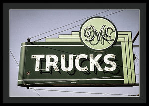 Photo Of A Vintage Gmc Trucks Sign - Framed Print