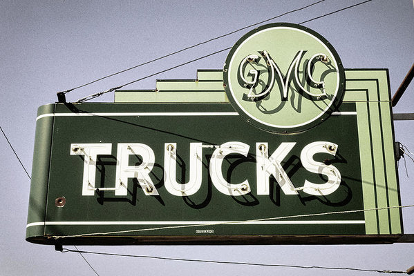 Photo Of A Vintage Gmc Trucks Sign - Art Print