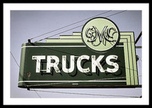 Load image into Gallery viewer, Photo Of A Vintage Gmc Trucks Sign - Framed Print