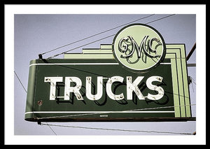 Photo Of A Vintage Gmc Trucks Sign - Framed Print