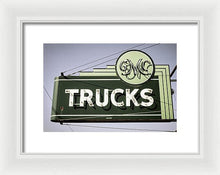 Load image into Gallery viewer, Photo Of A Vintage Gmc Trucks Sign - Framed Print