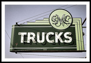 Photo Of A Vintage Gmc Trucks Sign - Framed Print