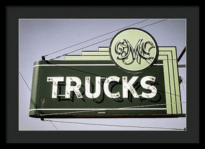 Photo Of A Vintage Gmc Trucks Sign - Framed Print