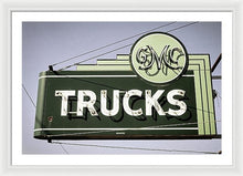 Load image into Gallery viewer, Photo Of A Vintage Gmc Trucks Sign - Framed Print