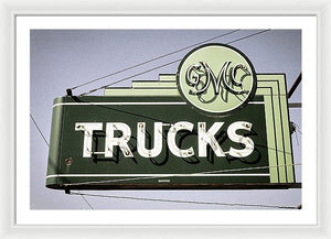 Photo Of A Vintage Gmc Trucks Sign - Framed Print