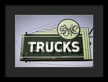 Load image into Gallery viewer, Photo Of A Vintage Gmc Trucks Sign - Framed Print