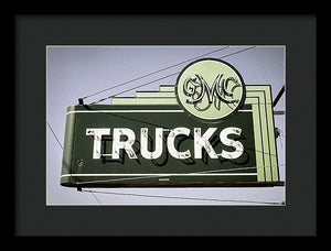 Photo Of A Vintage Gmc Trucks Sign - Framed Print