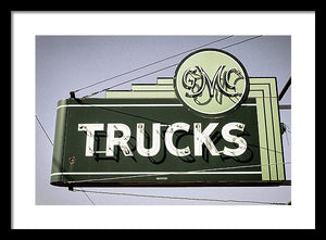 Photo Of A Vintage Gmc Trucks Sign - Framed Print