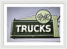 Load image into Gallery viewer, Photo Of A Vintage Gmc Trucks Sign - Framed Print