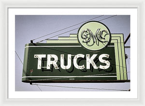 Photo Of A Vintage Gmc Trucks Sign - Framed Print