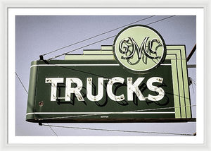 Photo Of A Vintage Gmc Trucks Sign - Framed Print