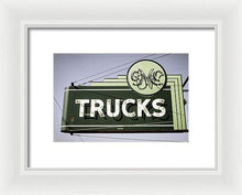 Load image into Gallery viewer, Photo Of A Vintage Gmc Trucks Sign - Framed Print