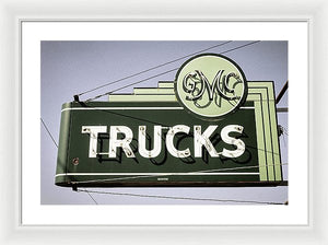 Photo Of A Vintage Gmc Trucks Sign - Framed Print