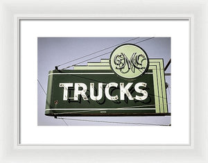 Photo Of A Vintage Gmc Trucks Sign - Framed Print