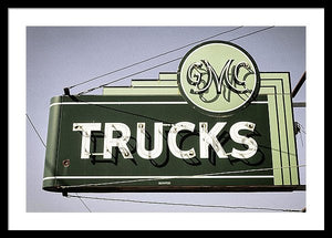 Photo Of A Vintage Gmc Trucks Sign - Framed Print