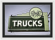 Load image into Gallery viewer, Photo Of A Vintage Gmc Trucks Sign - Framed Print